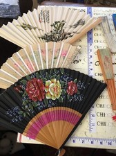 11 Vintage Foldaway Fan multi sizes and colors,design