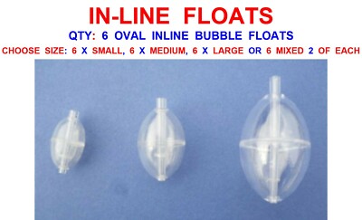 6 DEXTER Ovale Inline Bubble Schwimmer – Groß, Für Meerforelle, Hecht & Karpfen