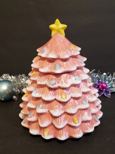 The Cutest Pink Christmas Tree Cookie Jar For Your Kitchen Christmas Decor - Picture 3 of 3