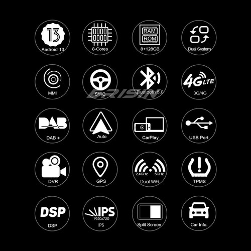 12,3" Octa-Core 8GB+128GB Android 13 DAB+ GPS CarPlay Autoradio WiFi Per Audi Q5 - Bild 2 von 24