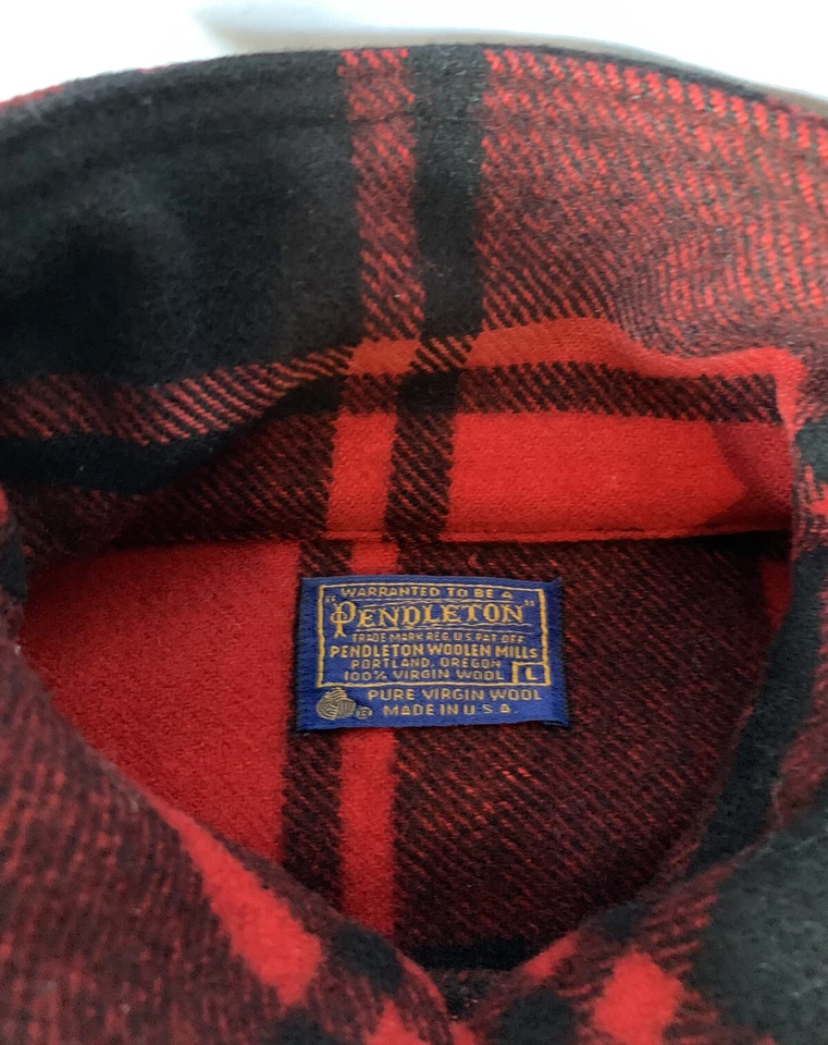 Men’s Pendleton Wool Plaid T-shirt Portland Oregon - Size L- Red - Image 3 of 4