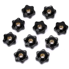 Mozeat Lens 10 Pack 6 Star Knobs 1/4 Inch 20 Female Threaded 1/4“-20, Black 