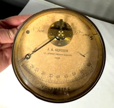 VTG ANTIQUE GENTEUR PARIS 1800'S EARLY ELECTRICAL GAUGE VOLTMETER METER BRASS