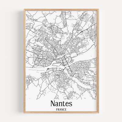 NANTES Lines Map Wall Art Poster Print