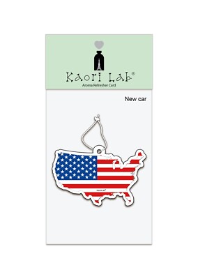 Kaori Lab Hanging Car & Home Air Freshener US Flag Map - New Car Scent 10 Packs
