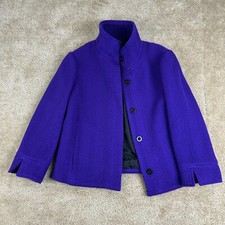 Carlisle womens Short Wool Jacket blazer 8 Lined button knit textured purple