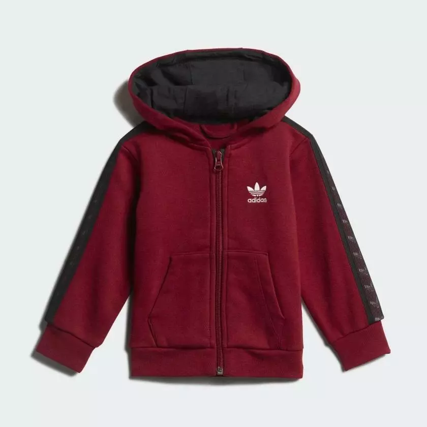 Infants Adidas Originals Tape Hoodie Set Burgundy Black EJ7038