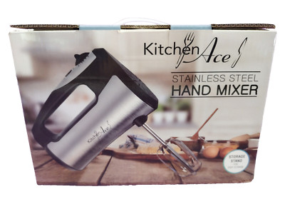 Hand Mixer 5 Speed Stainless Steel Kitchen Ace Storage Stand Turbo NEW IN BOX