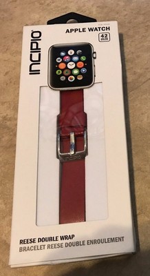 Incipio Reese Double Wrap Replacement Band Apple Watch 42mm Red w/ Gold Clasp
