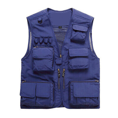 Men Fishing Vest Multi-Pocket Quick Dry Mesh Vest Jacket Outdoor Waistcoat  M-5XL