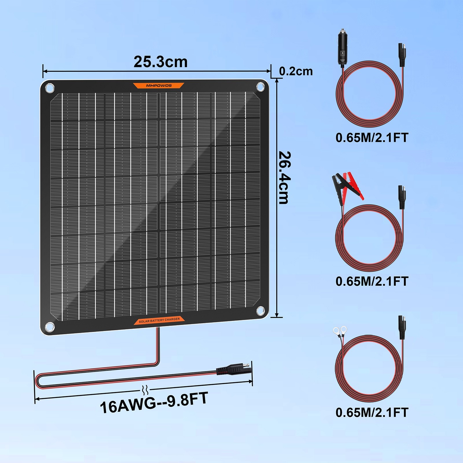 MHPOWOS Solar Panel 10W 12V Solar Car Battery Charger Solar RV Charger