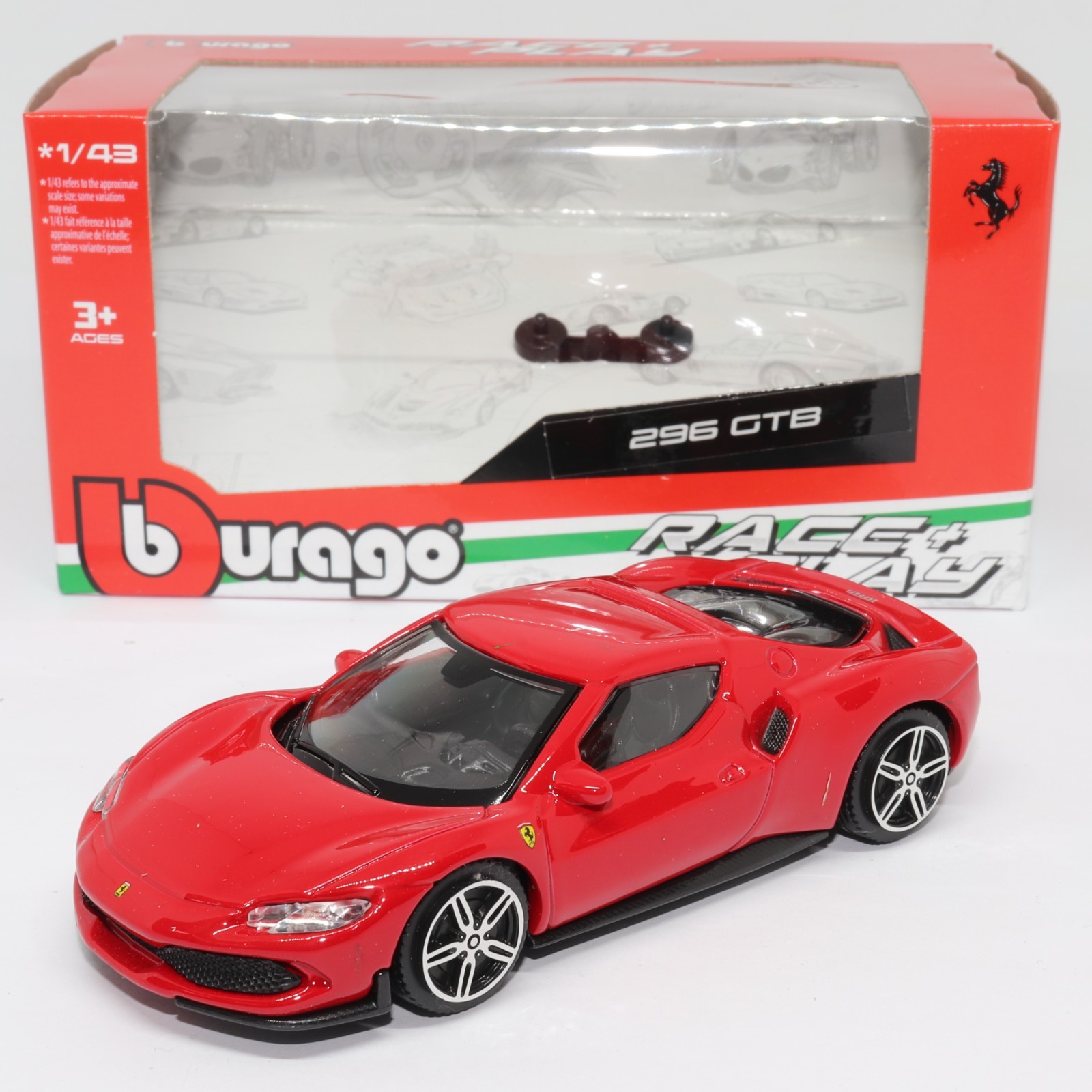 Bburago-1:43 Scale-Ferrari 296 GTB-Brand New Boxed-Die-cast Toy Car-Red