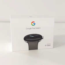 NEW Google Pixel Watch Polished Silver Stainless Steel Case with Charcoal Band