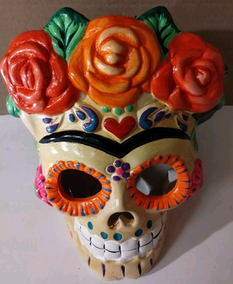 Large Day Of Dead/Sugar Skull Mexican Pottery  Great Condition