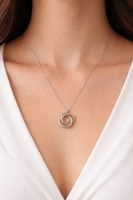 Vintage TIFFANY Interlocking Circles Pendant Sterling Silver Toggle Necklace NR