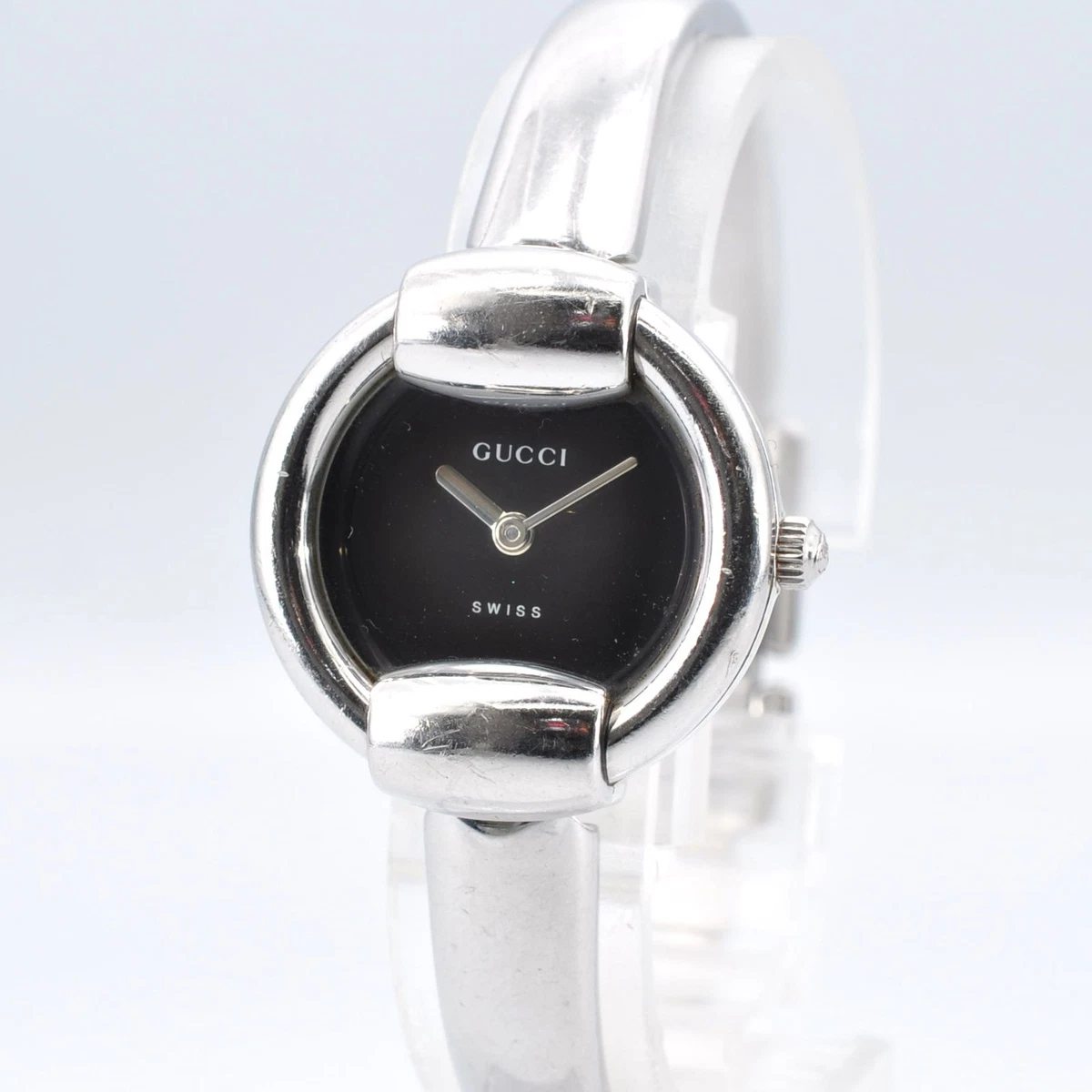 Iconic Gucci G Series Silver Womens Watch w/ Black Dial Gucci 1900L Womens Silver Tone Bangle Quartz Watch Square  main image 3
