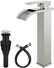 Brushed Nickel Waterfall Vessel Sink Faucet,Tall Bathroom Faucet