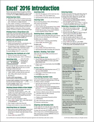 Microsoft Excel 2016 Introduction Quick Reference Guide - Windows Version (C...