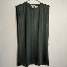 NWOT H By Halston Gray Sleeveless Shoulder Pads Slits Tank Tunic Women L China