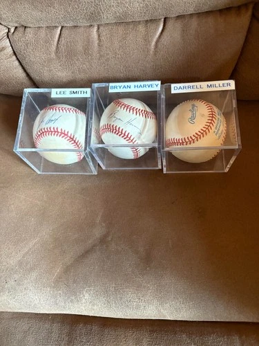 Lee Smith Bryan Harvey Darrell Miller Signed Baseball Lot 3 Autographed Balls