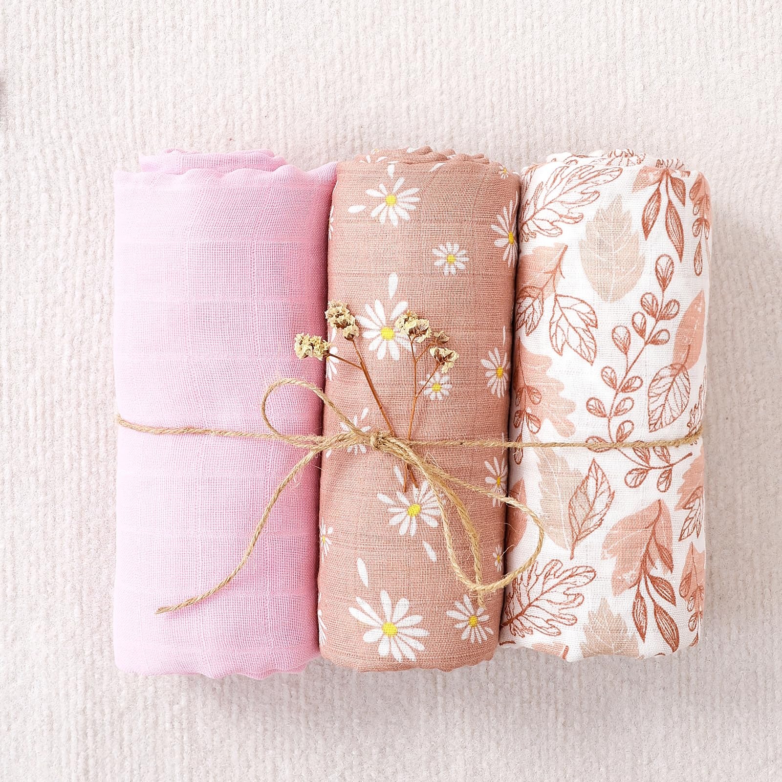 3 Set Muslin Swaddle Blankets,Essential Baby&Newborn Swaddling,Perfect for Bo... thumbnail 3