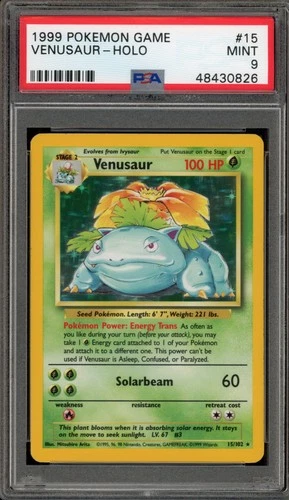 Pokemon Venusaur Base Set Unlimited Holo Rare #15 PSA 9 Mint