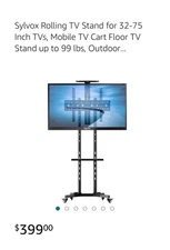 SYLVOX Rolling TV Stand Mobile TV Cart for 32-75 inch