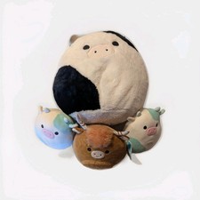 Squishmallows Lot of 4 Cows Squeezemallows 18" Conner 8" Calton  Belana X2 NWT