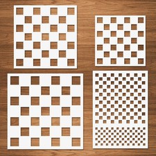 Chess Board Stencils, 4 Pcs Checkerboard Stencils Square Shape Stencils...
