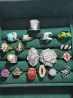 New ListingVintage Lot Of 17 Costume Jewelry Rings Sarah Coventry Uncas 18KTHGE S Glass