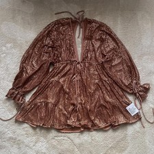 Asos design embellished full sequined dress rustic copper size 8