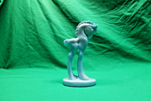 Vintage Mosser Glass Blue Milk Slag Pony Trojan Horse 5 ¾” Figurine