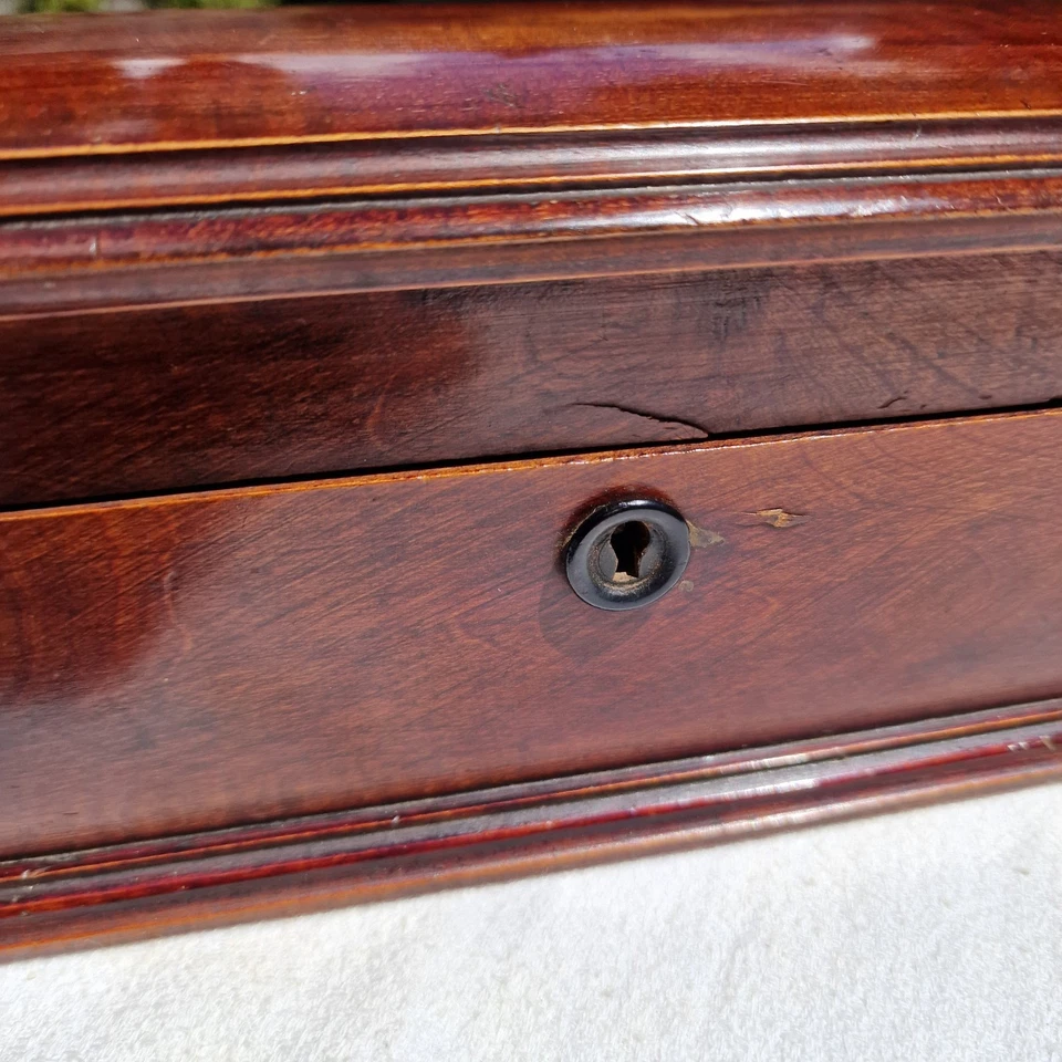 Coffret Ancien En Bois, Boîte À Bijoux, Gants, Meuble De Bureau, Déco - Photo 3/4