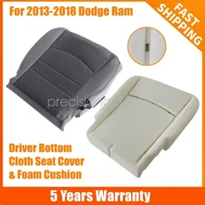 13-18 For Dodge Ram 1500 2500 3500 Driver Fabric Seat Cover Gray & Foam Cushion