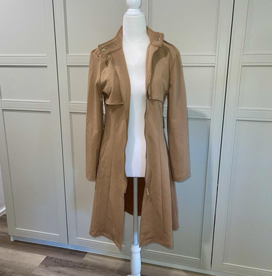 Windsor Women s Juniors M Beige Mid-Length Zip/Button Solid Long Sleeve Coat