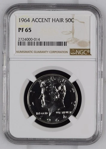 1964 Accent Hair Silver Proof Kennedy Half Dollar 50c Coin NGC Certified PF65