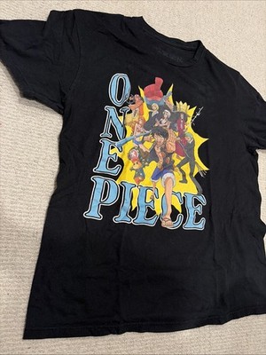 One Piece Shirt Mens Sz Large Black Straw Hat Crew Dressrosa Doflamingo Luffy