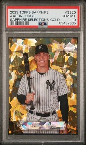 Aaron Judge 2023 Topps Chrome Sapphire Selections Gold /50 PSA 10 Gem SSP #SS-20