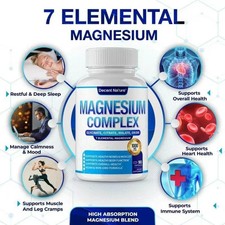 High Potency 7-in-1 Magnesium Complex 1000mg Capsules Decent Nature