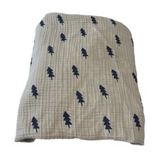 Cloud Island Swaddle Blanket Cotton Muslin Tan Navy Trees Forest Outdoors Wrap