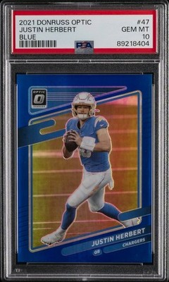 2021 Justin Herbert PSA 10 PANINI DONRUSS OPTIC BLUE LA Chargers #'d /179 