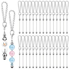 FDKYOEK 30 PCS Beadable Keychain Bars Bulk, Metal Blank Silver