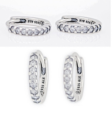 NEW 100% Authentic PANDORA 925 Silver Sparkling Huggie Hoop Earrings 293015C01