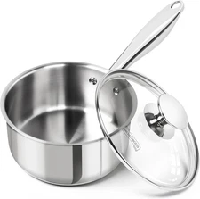 1.5 Quart Saucepan with Lid, Triply Thick Bottom Sauce Pan Stainless Steel Sa...