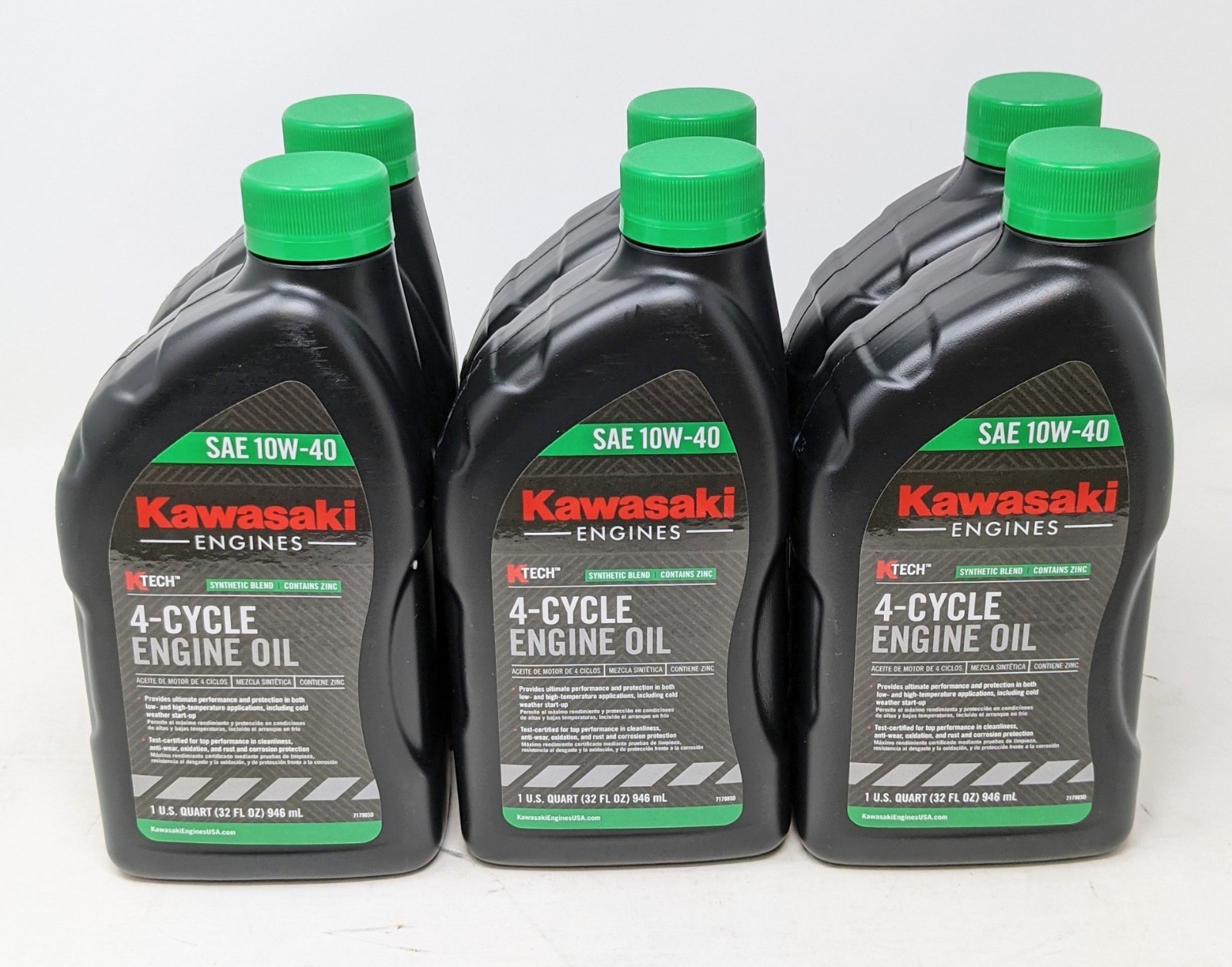 6PK Genuine OEM Kawasaki 10W40 Motor Oil Quart 4-Cycle K-Tech 99969-6296 USA