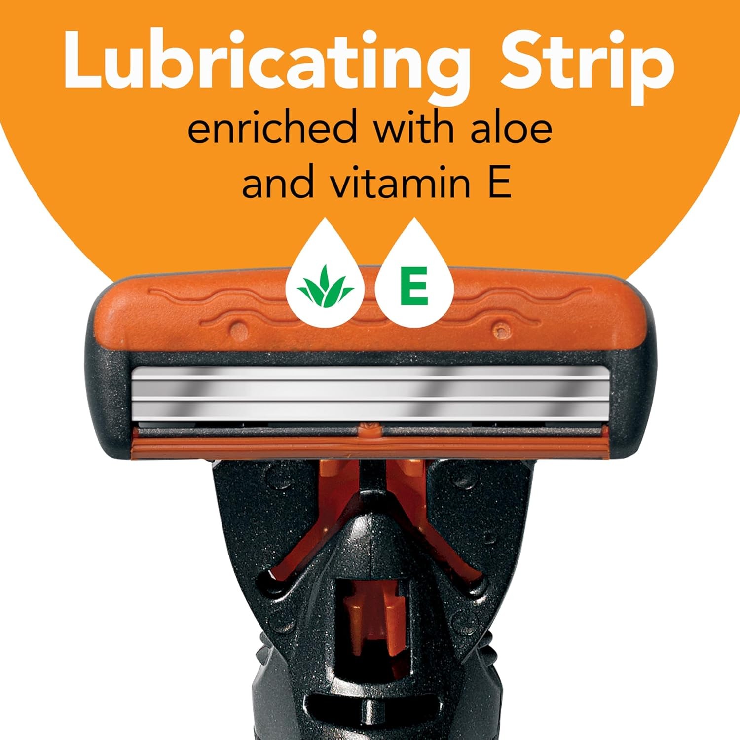 BIC Comfort 3 Refillable Three-Blade Razor 6 Count (Pack of 1), Black/Orange 