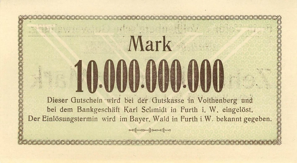 Voithenberg Gutverwaltung 10 Milliarden Mark 1923 Kfr. - Bild 2 von 2