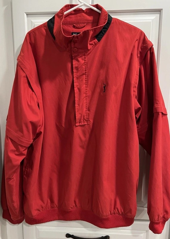 * PGA Tour Jacket Red 1/2 Zip Pullover Polyester Blend Windbreaker Golf Sz XL