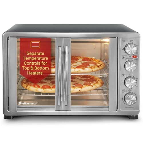Elite Gourmet ETO-4510M French Door 47.5Qt, 18-Slice Convection Oven 4-Contro...