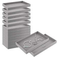 15 Pack Velvet Jewelry Organizer Trays, 8.3 x 5 Inch Stackable Drawer Inserts...